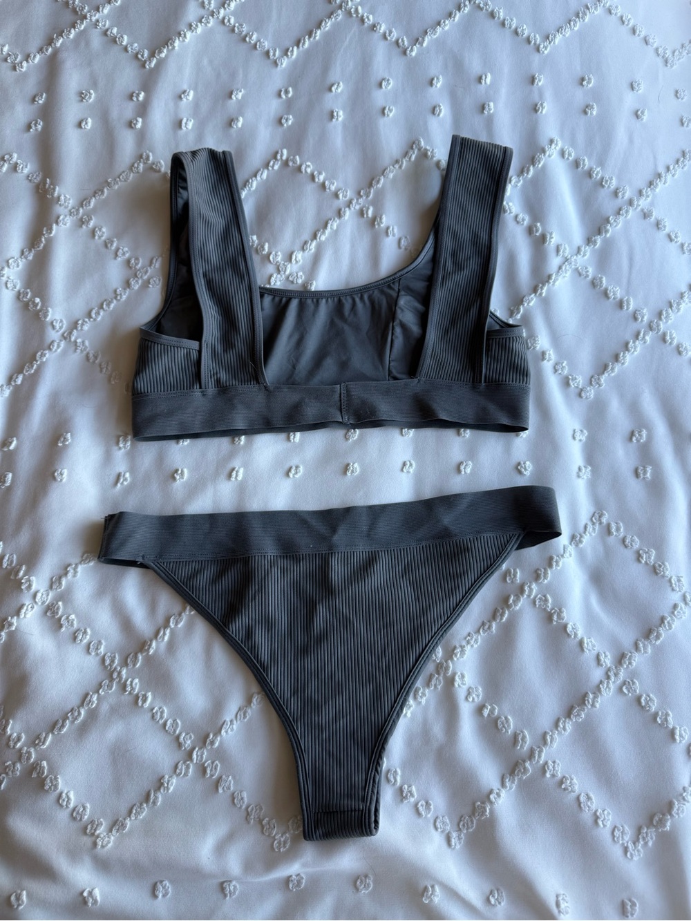 Frankie's Bikinis Charcoal Ribbed Scoop Bikini Set - Picture 6 of 6